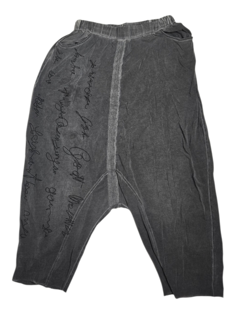 POLO GARAGE charcoal gray lagenlook art‎ to wear drop crotch crop pants S